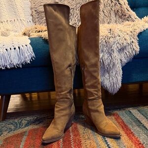 Tan Faux Suede Over-the-knee Women's Western Dress Boots